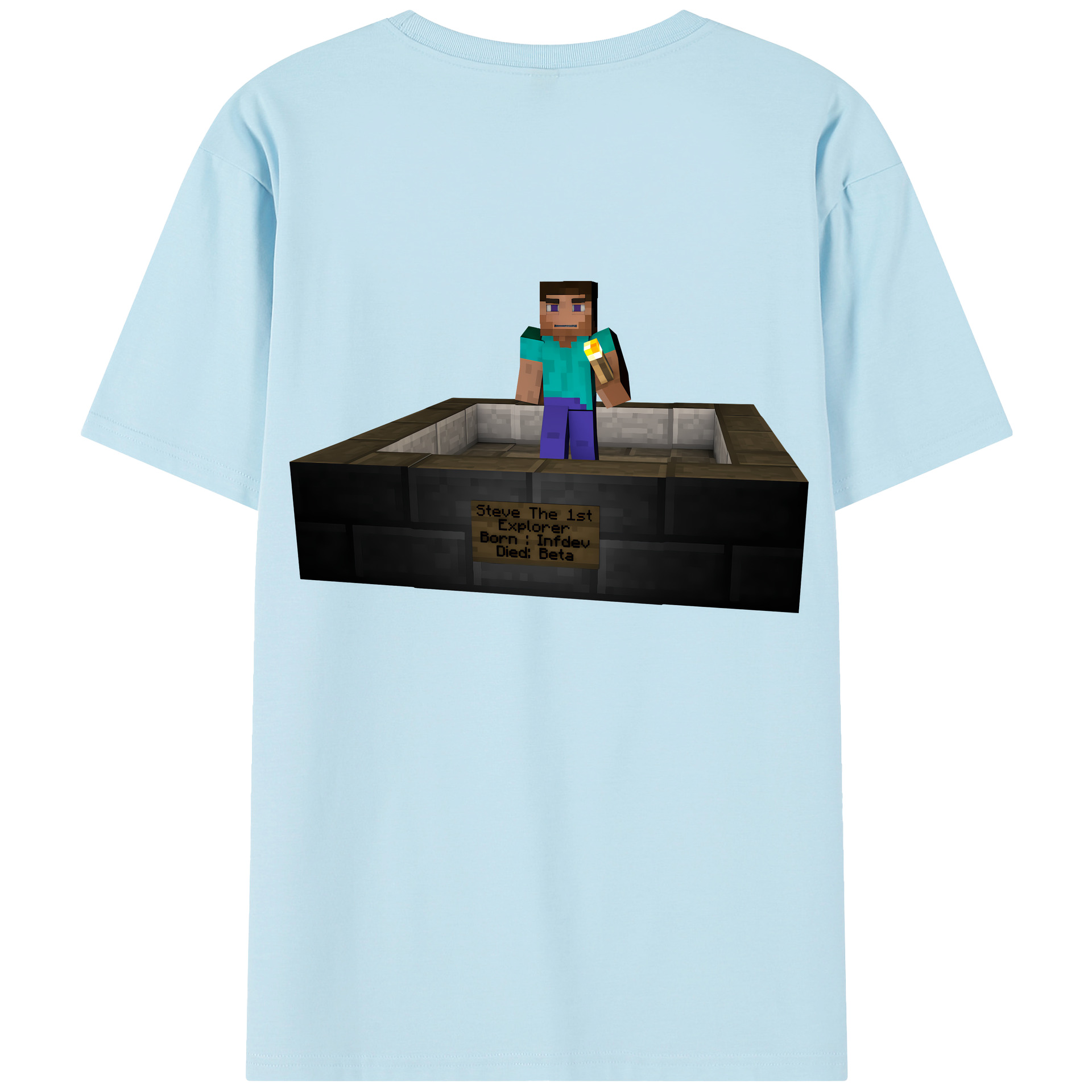（画像用） マインクラフト ブロックの世界 Minecraft MC Block world 綿100％半袖Tシャツ（背面プリント）